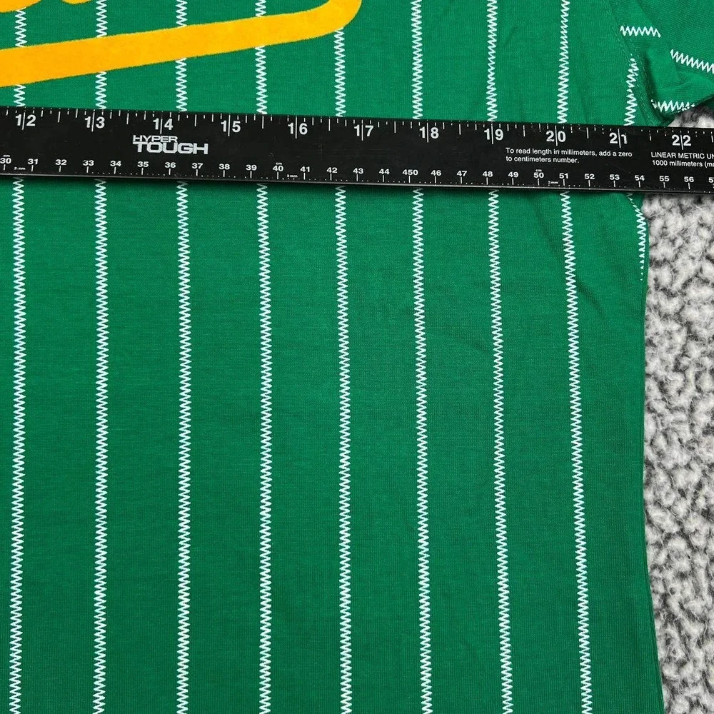 Oakland Athletics Shirt Men Green Large Pinstripes Mitchell & Ness Cotton New L‎